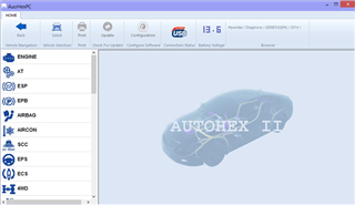 Hyundai Systems menu in AutoHex II